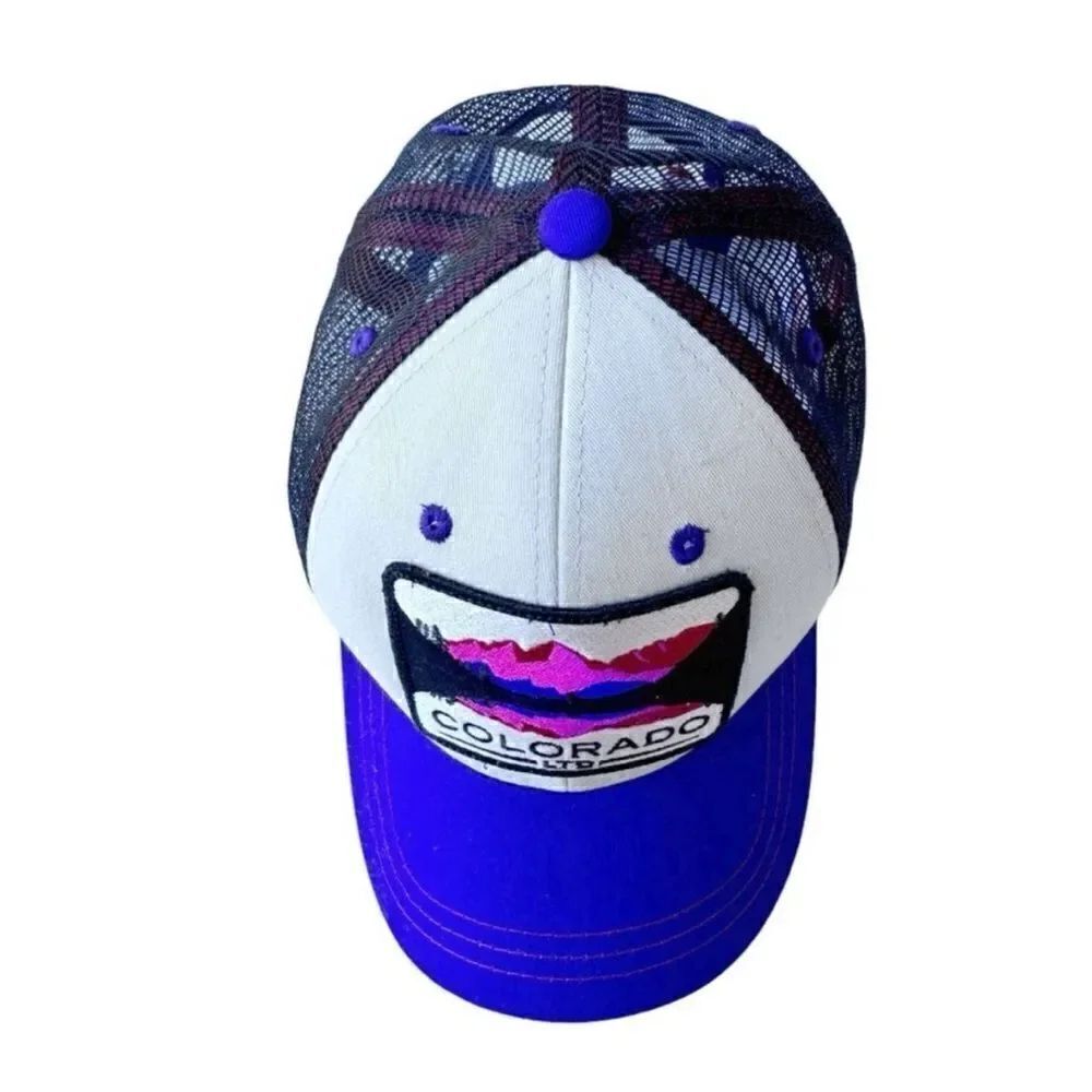 Colorado LTD Snapback Mesh Patch Trucker Hat Authentic Purple Blue Mountain Lake